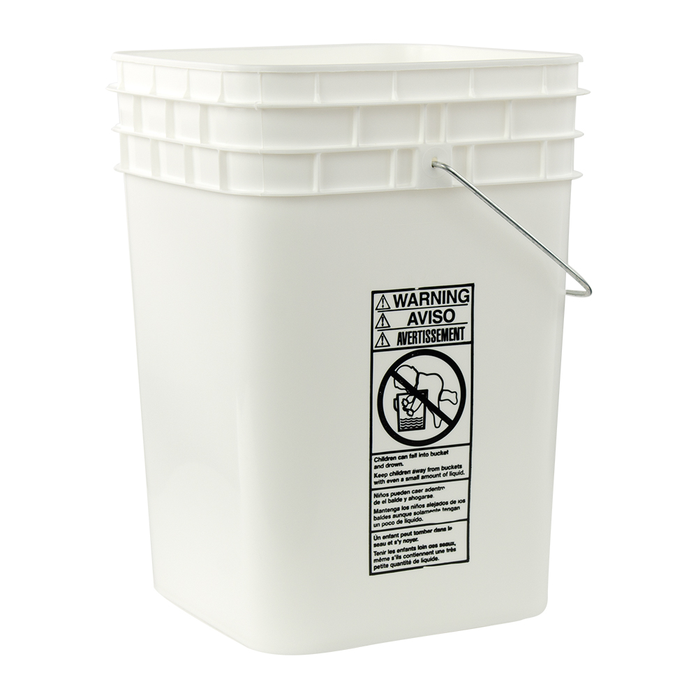 4-1/4 Gallon White HDPE Square Bucket (Lid Sold Separately)