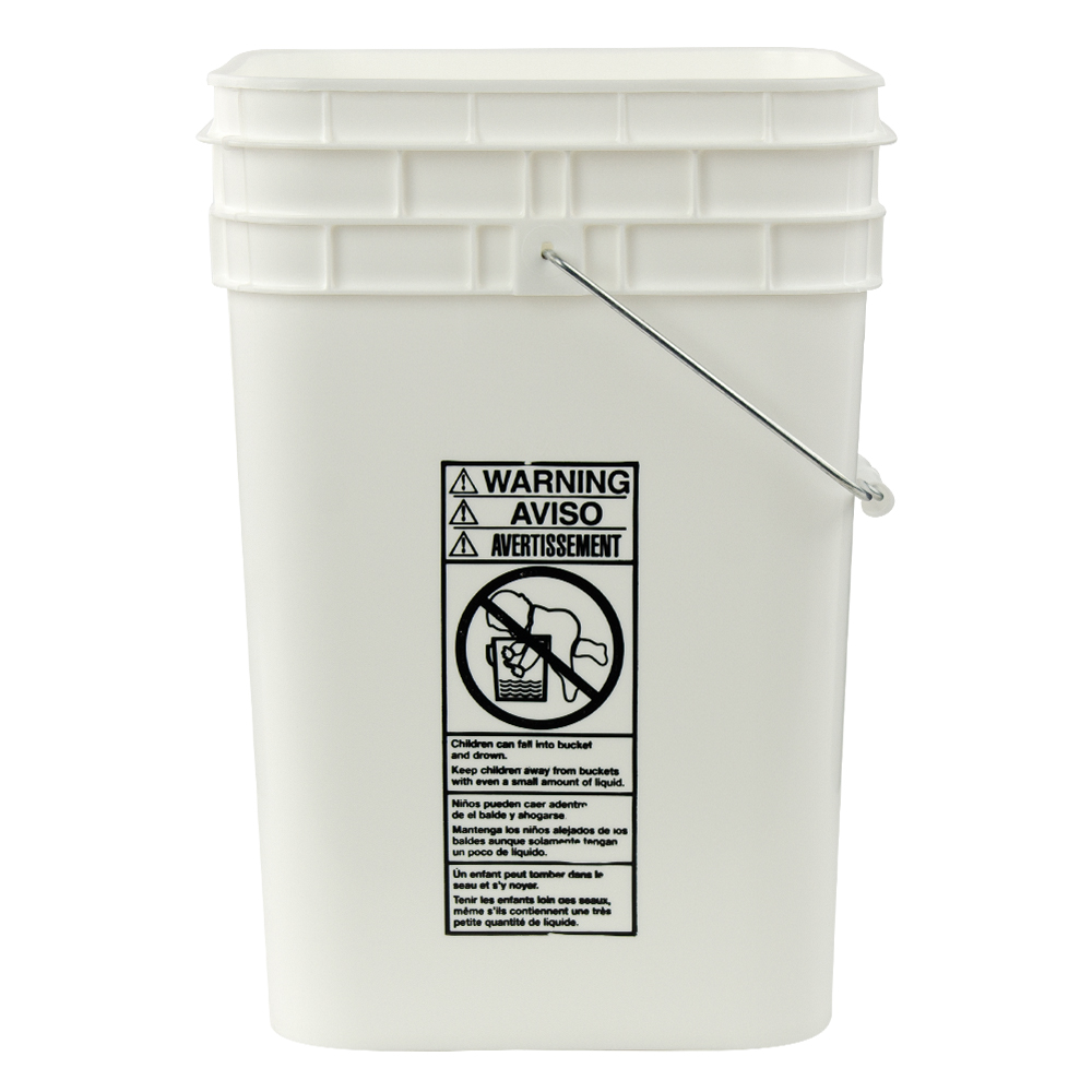 4-1/4 Gallon White HDPE Square Bucket (Lid Sold Separately)