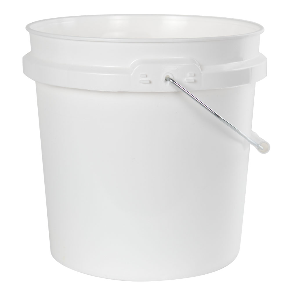 2 Gallon White HDPE Pail with Handle U.S. Plastic Corp.
