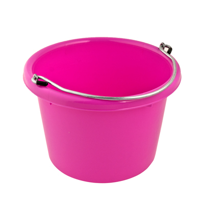 Hot Pink Molded Rubber-Polyethylene 8 Quart Pail