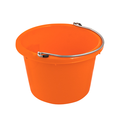 Tangerine Orange Molded Rubber-Polyethylene 8 Quart Pail