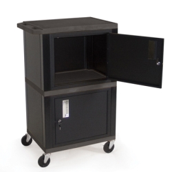 Black Dual Storage Cabinet Cart