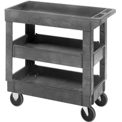 3 Shelf Quantum® Plastic Utility Cart - 34-1/4" L x 17-1/2" W x 32-1/2" Hgt.