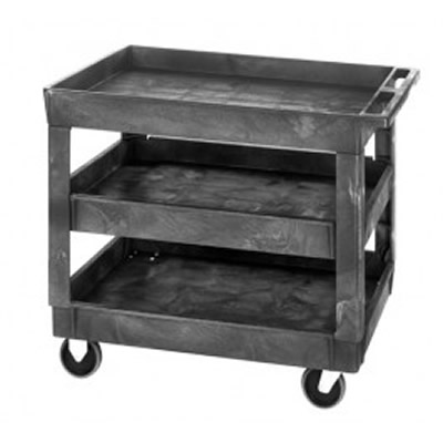 3 Shelf Quantum® Plastic Utility Cart - 40" L x 26" W x 32-1/2" Hgt.