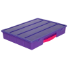 Translucent Purple Large Organizer Case & Lid with Pink Handle - 13-1/4" L x 10-1/2" W x 2" Hgt.