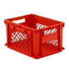 16" L x 12" W x 8-1/2" Hgt. Red Container with Mesh Sides & Solid Base
