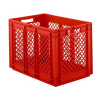 24" L x 16" W x 16-1/2" Hgt. Red Container with Mesh Sides & Solid Base