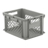 16" L x 12" W x 8-1/2" Hgt. Gray Container with Mesh Sides & Solid Base