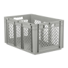 24" L x 16" W x 12-1/2" Hgt. Gray Container with Mesh Sides & Solid Base