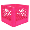 Pink Vented Dairy Crate - 13.1” L x 13.1” W x 11” Hgt.