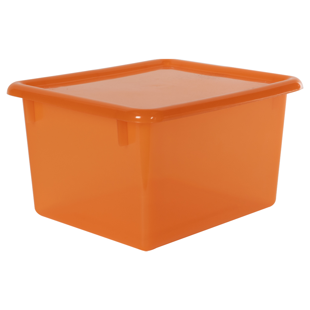 Tangerine Small Stowaway® Shelf Box with Lid - 10-1/2" L x 9" W x 6" Hgt.