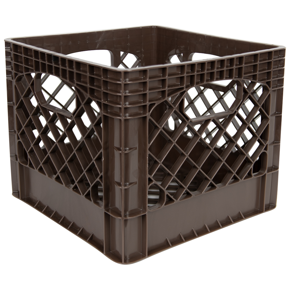 Brown Vented Dairy Crate 13.1” L x 13.1” W x 11” Hgt. U.S. Plastic