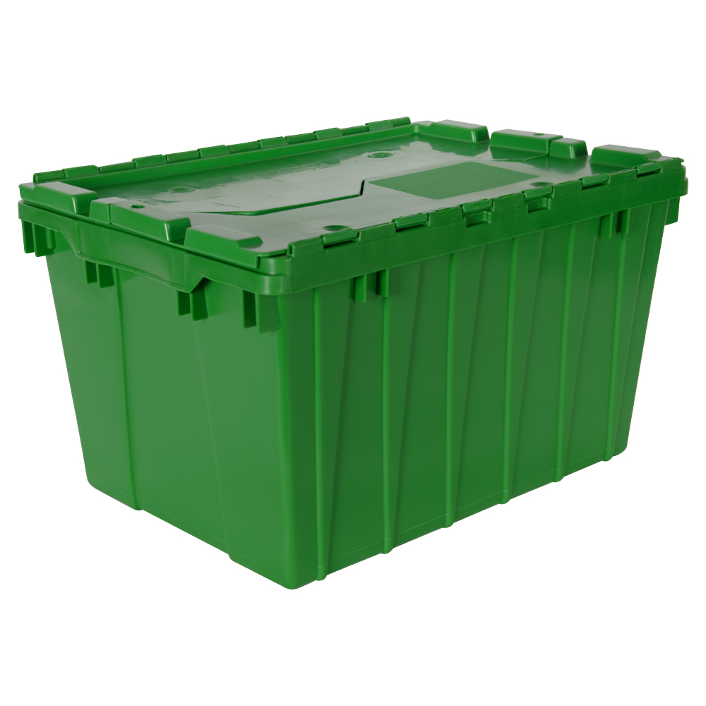 Green Akro-Mils® Attached Lid Container - 21-1/2" L x 15" W x 12-1/2" Hgt. OD