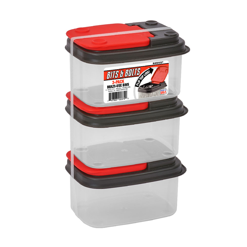 0.6 Quart Buddeez® Bits & Bolts Storage Bins Pack of 3 U.S. Plastic
