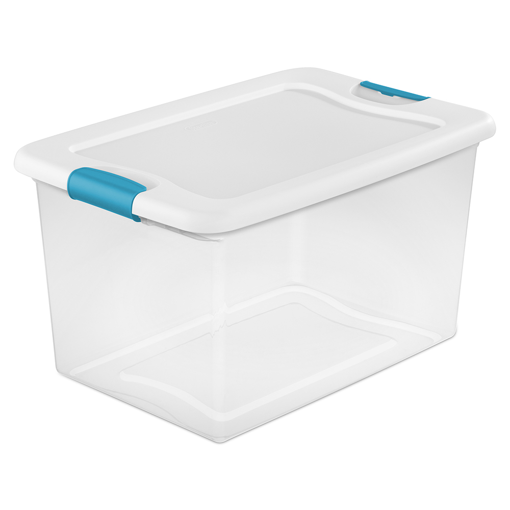 64 qt. Sterilite® Latch Box with White Lid & Blue Handles | U.S ...