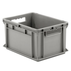 16" L x 12" W x 8-1/2" Hgt. Gray Container with Solid Sides & Base