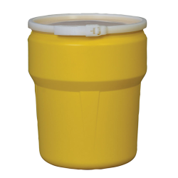 10 Gallon Yellow Open Head Poly Drum with Plastic Lever-Lock Ring