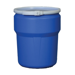 10 Gallon Blue Open Head Poly Drum with Plastic Lever-Lock Ring
