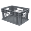 16" L x 12" W x 8" Hgt. Akro-Mils® Straight-Walled Gray Container w/Mesh Sides & Solid Base
