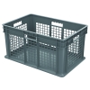 24" L x 16" W x 12" Hgt. Akro-Mils® Straight-Walled Gray Container w/Mesh Sides & Solid Base