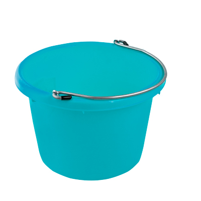 Teal Blue Molded Rubber-Polyethylene 8 Quart Pail