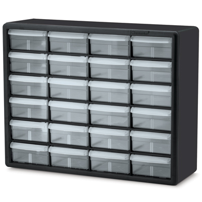 24 Drawer Black Plastic Storage Cabinet 20" L x 6-3/8" W x 15-13/16" Hgt.