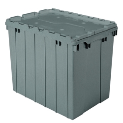 Gray Akro-Mils ® Attached Lid Container - 21-1/2" L x 15" W x 17" Hgt. OD