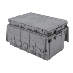 Gray Akro-Mils ® Attached Lid Container - 27" L x 17" W x 12-1/2" Hgt. OD