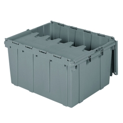 Gray Akro-Mils® Attached Lid Container - 24" L x 19-1/2" W x 12-1/2" Hgt. OD