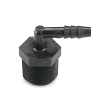 1/2" NPT x 1/4" Hose ID Black HDPE Elbow