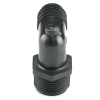 1" NPT x 1" Hose ID Black HDPE Elbow