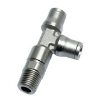 1/4" Tube x 1/4" NPT Nickel-Plated Brass Male Run Tee