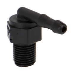 1/4" MNPT x 1/4" Hose Barb Polypropylene 90° Elbow