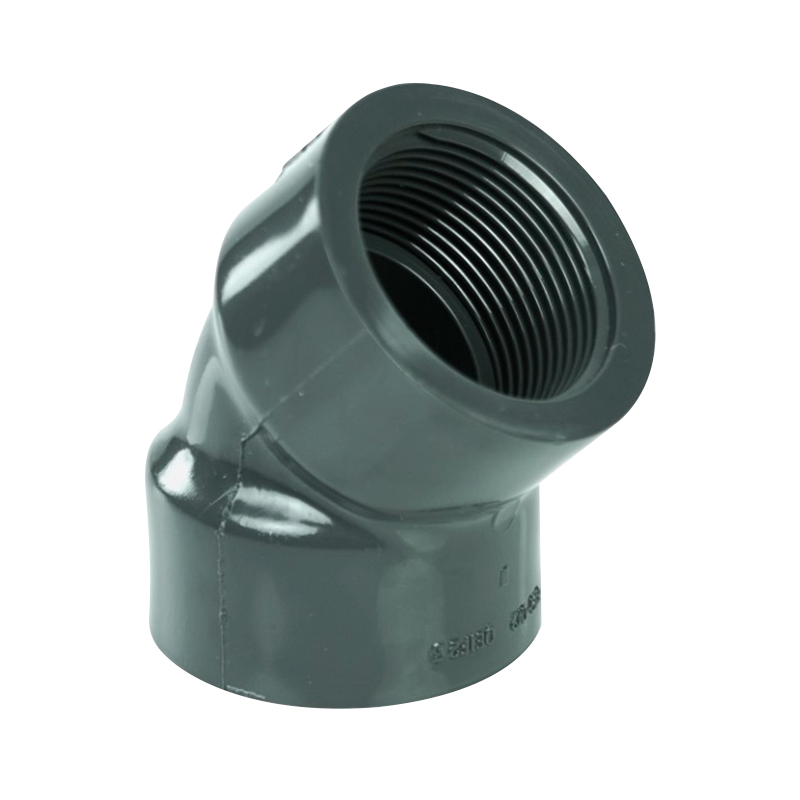 1-1/4" NPT Schedule 80 Gray PVC Threaded 45° Elbow