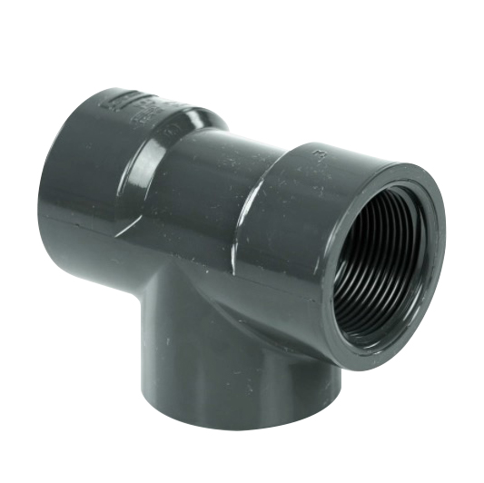 1-1/4" Schedule 80 Gray PVC Threaded Tee