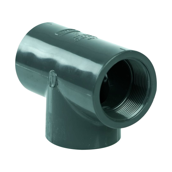 2" Schedule 80 Gray PVC Threaded Tee