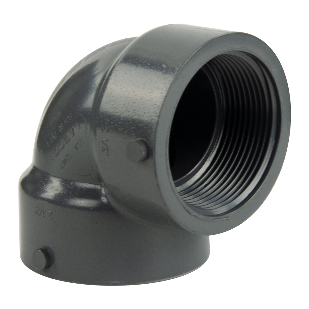 21/2" Schedule 80 Gray PVC Threaded 90° Elbow U.S. Plastic Corp.