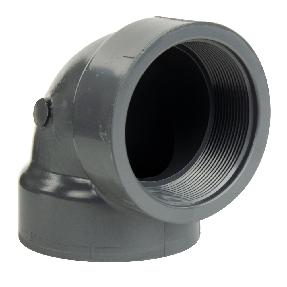 4" Schedule 80 Gray PVC Threaded 90° Elbow U.S. Plastic Corp.