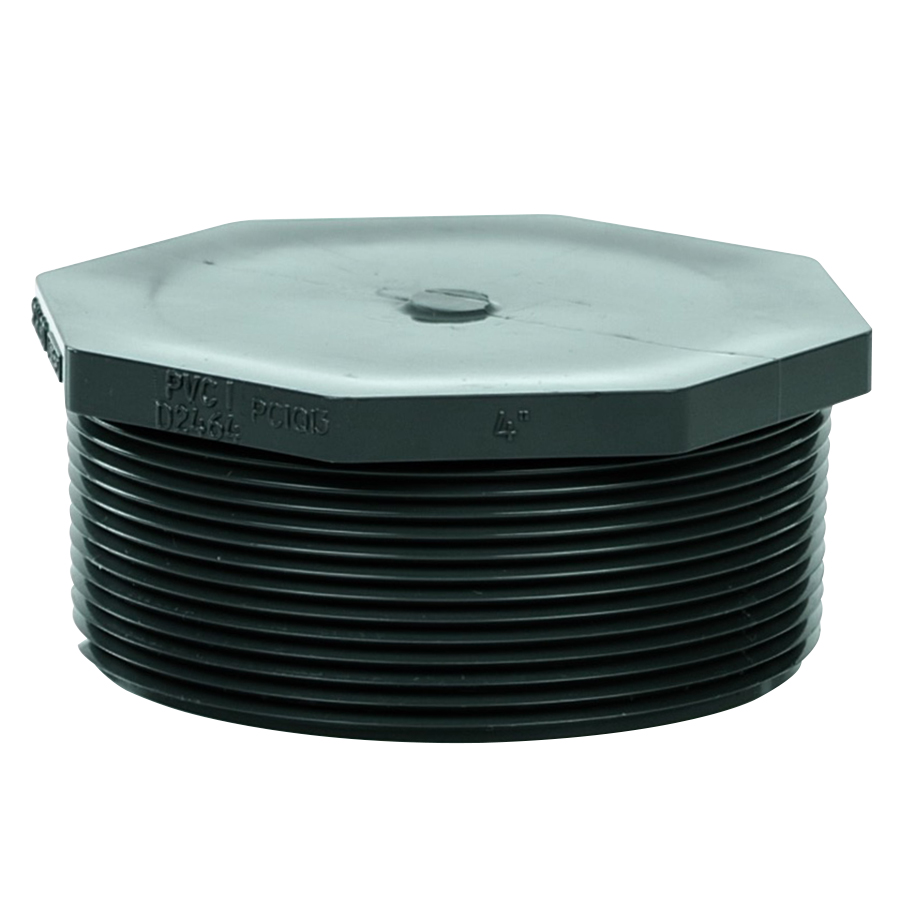 4" Schedule 80 Gray PVC Threaded Plug U.S. Plastic Corp.