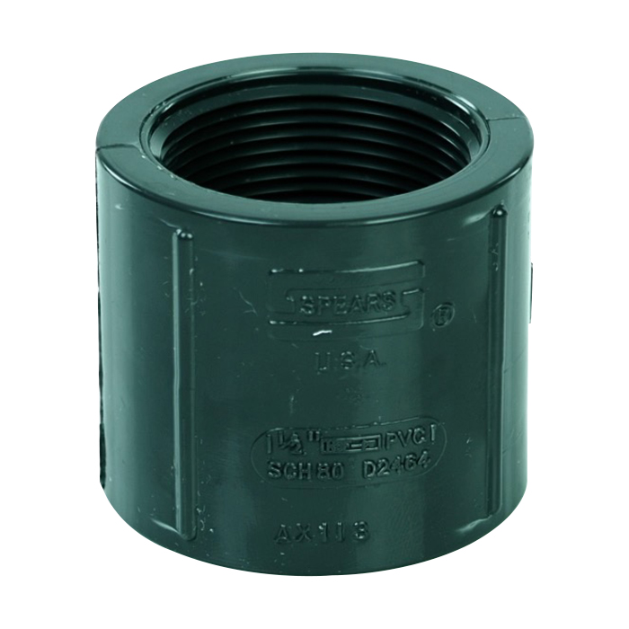 11/2" Schedule 80 Gray PVC Threaded Coupling U.S. Plastic Corp.