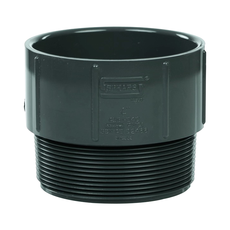 4" Schedule 40 Gray PVC MIPT x Socket Male Adapter