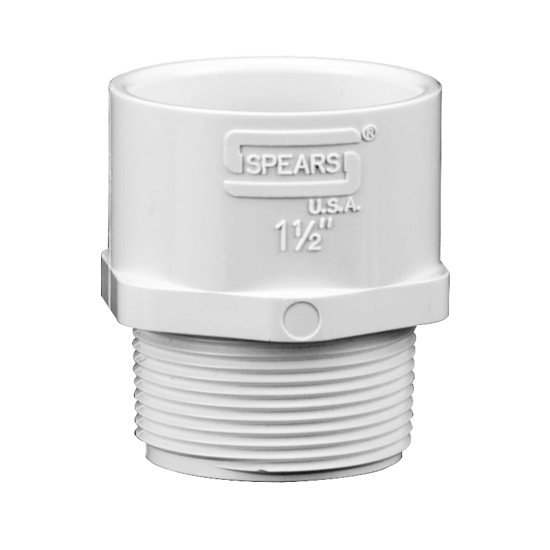 11/2" Schedule 40 White PVC MIPT x Socket Male Adapter U.S. Plastic