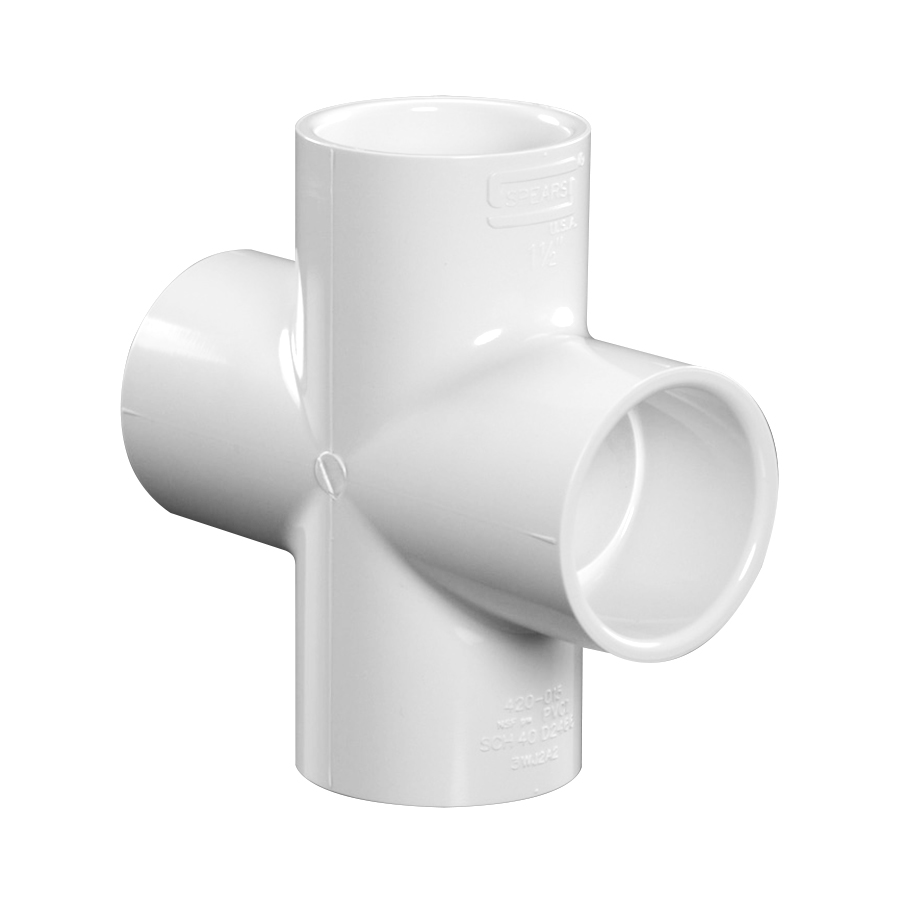 1-1/2" Schedule 40 White PVC Socket Cross