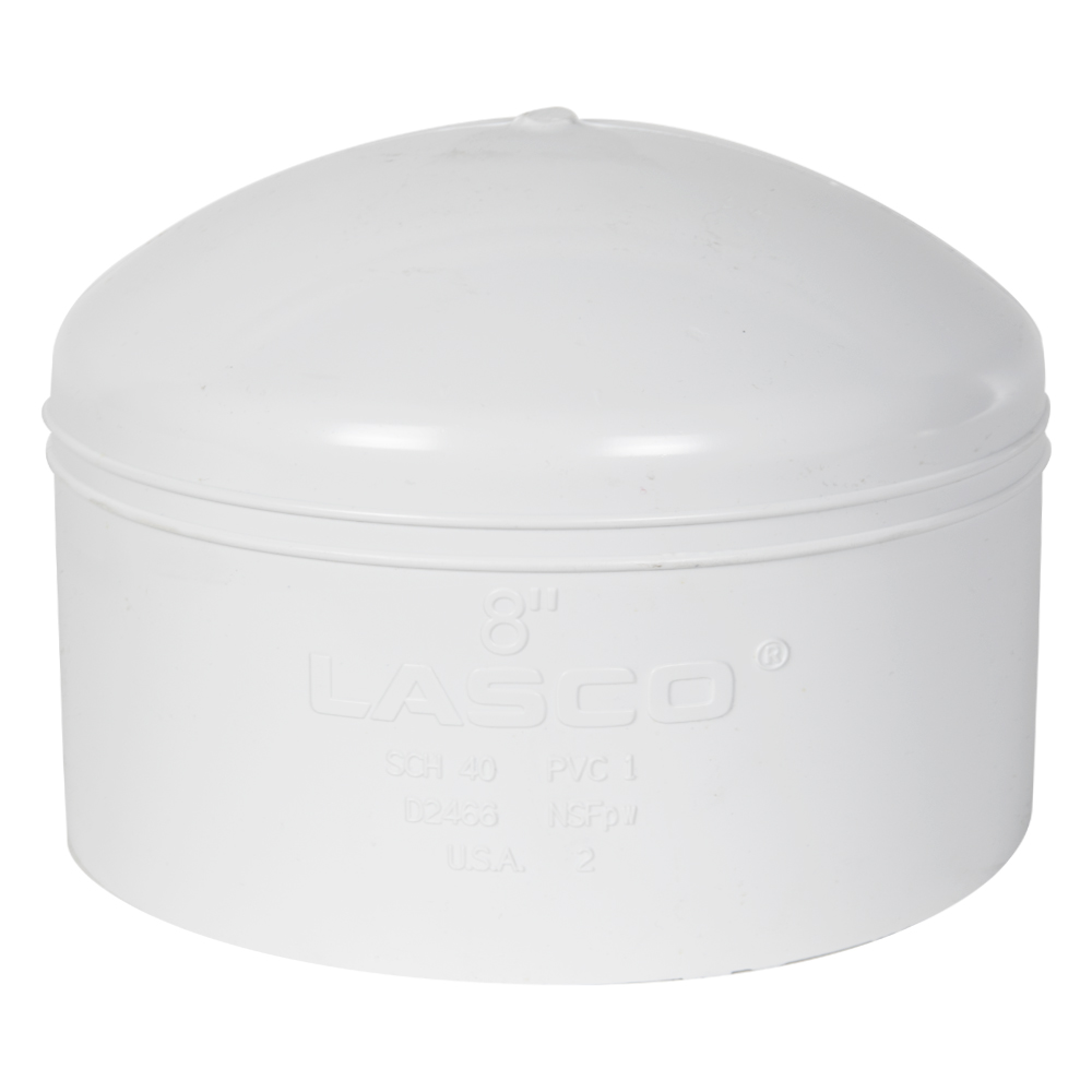 8" Schedule 40 White PVC Socket Cap