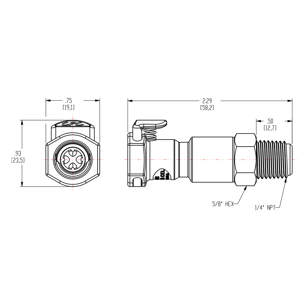 1/4" MNPT EFC Series Pipe Thread Body - Shutoff (Insert Sold Separately)