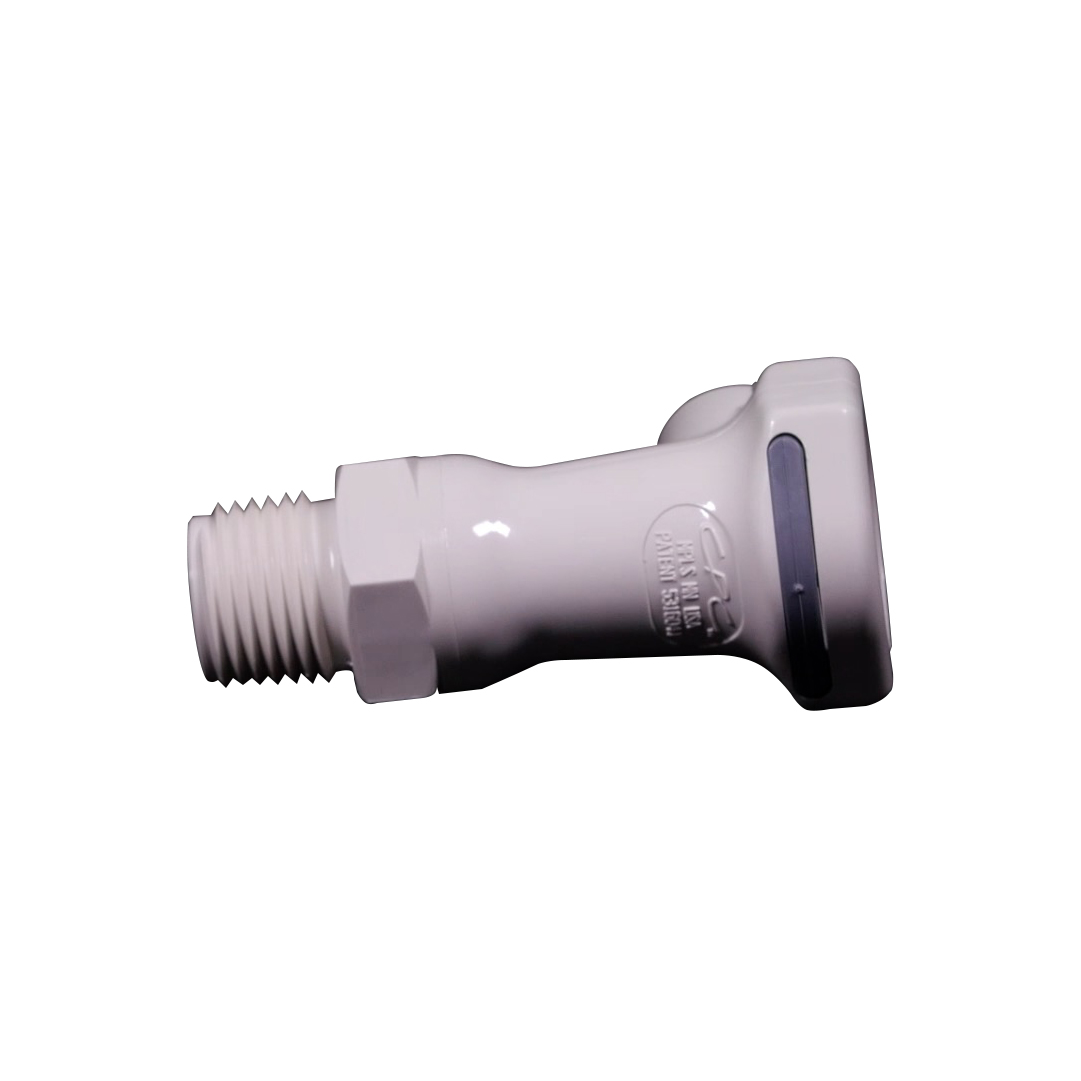 1/2" MNPT HFC 35 Series Polysulfone Male Coupling Body - Shutoff (Insert Sold Separately)