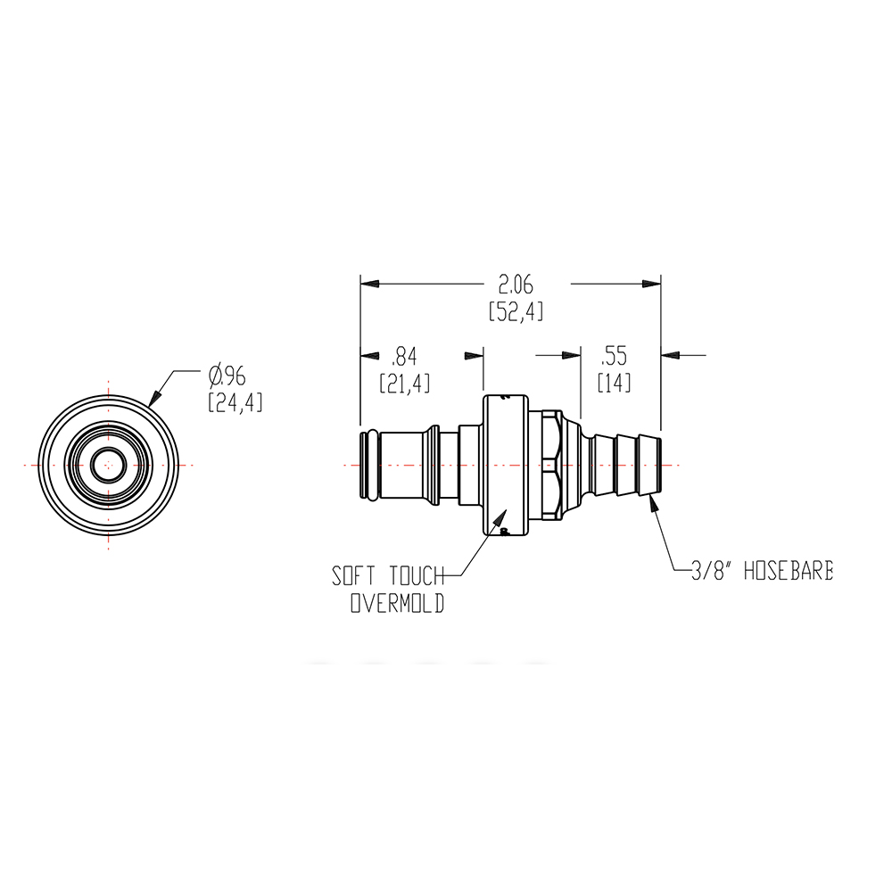 3/8" ID In-Line Hose Barb NS4 Series Polypropylene Non-Spill Coupling Insert (Body Sold Separately)