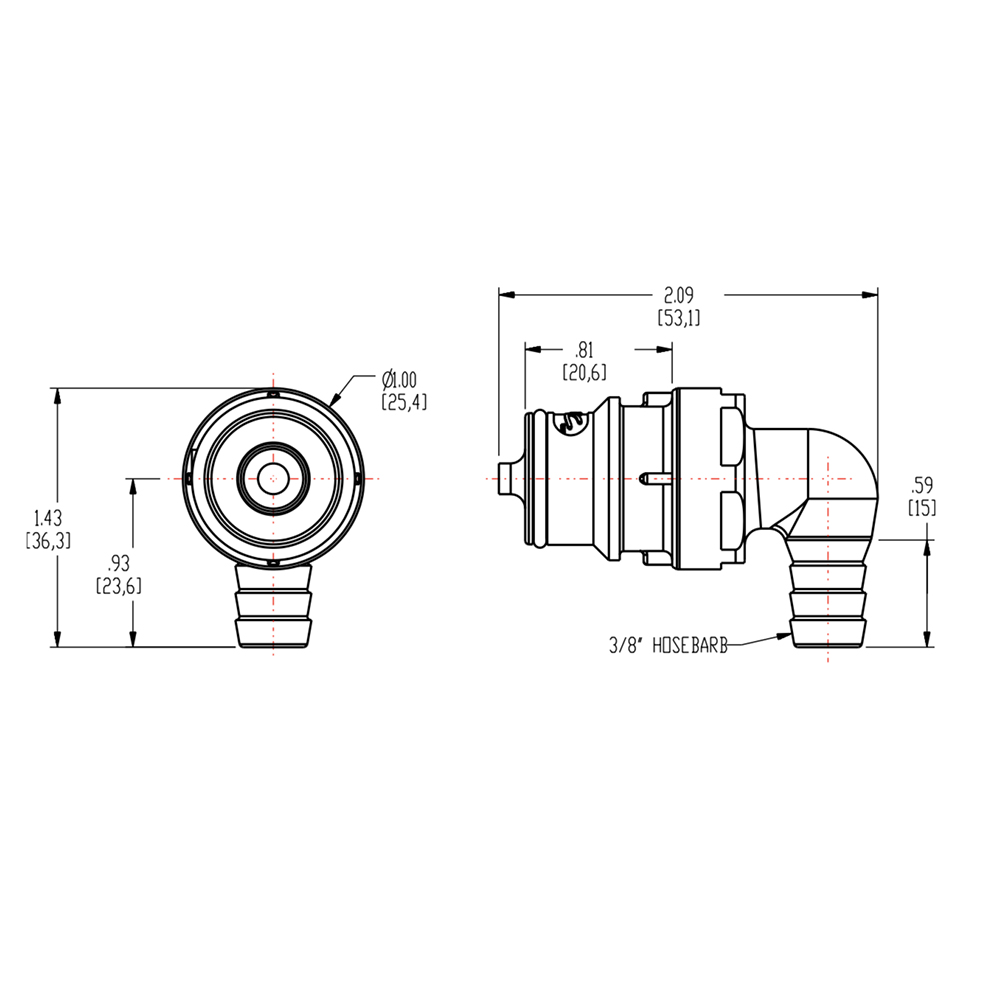 3/8" Hose Barb HFC 12 Series Polypropylene Elbow Coupling Insert - Shutoff (Body Sold Separately)