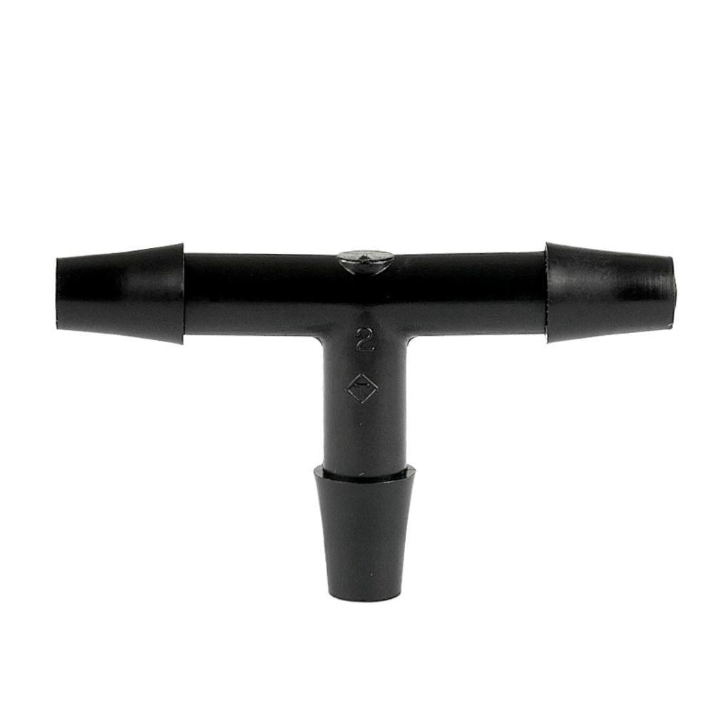 3/16" x 3/16" x 3/16" Hose ID Black HDPE Tee