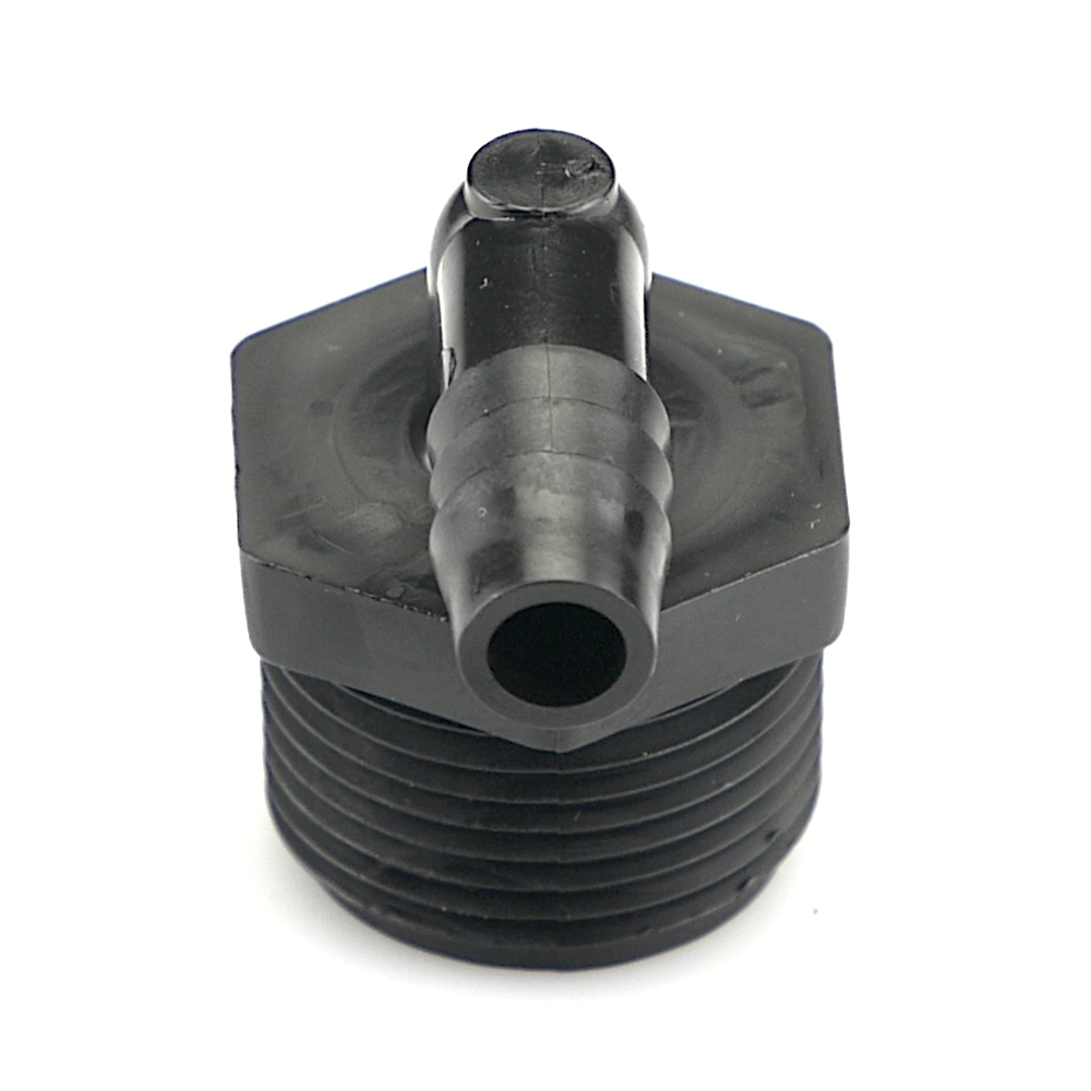 3/4" NPT x 3/8" Hose ID Black HDPE Elbow